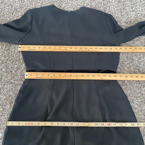 Vintage Maxi Dress Size 12 Black Solid Long Sleeve Bows Gothic Dark Academia 90s - Picture 14 of 16